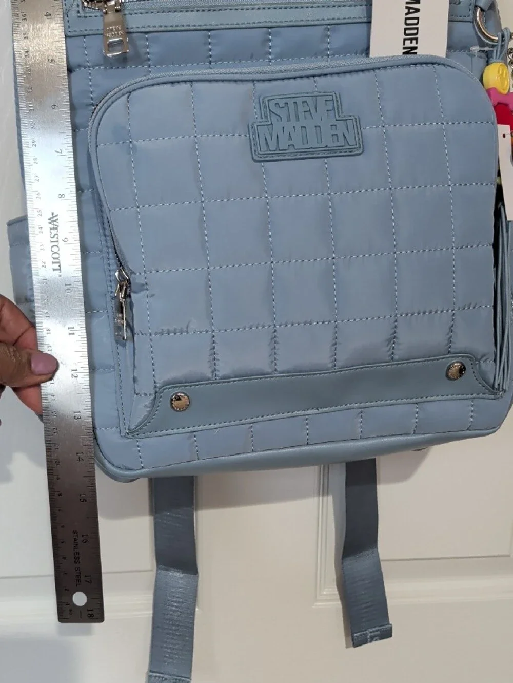 Steve Madden Quilted Powder Blue Backpack